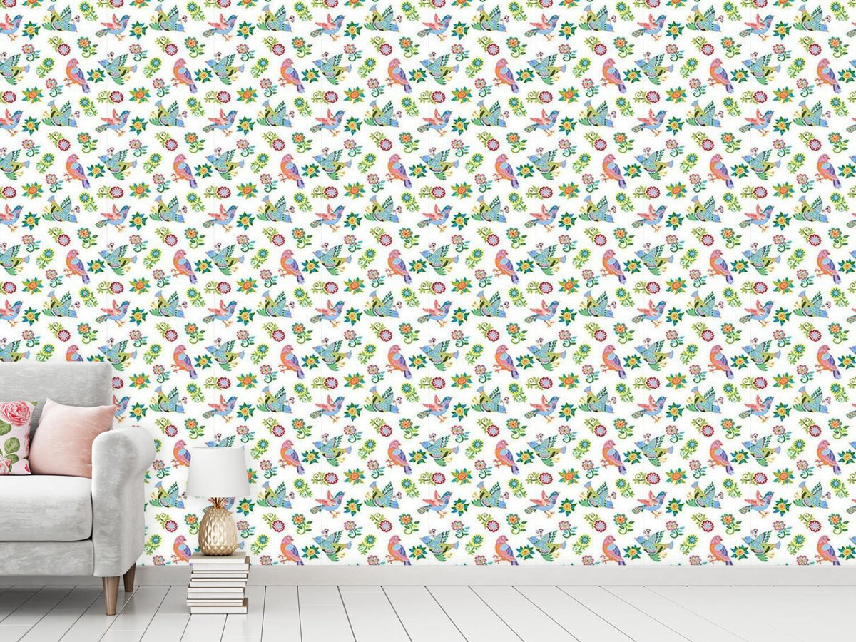 patterned-wallpaper-birds-and-flowers