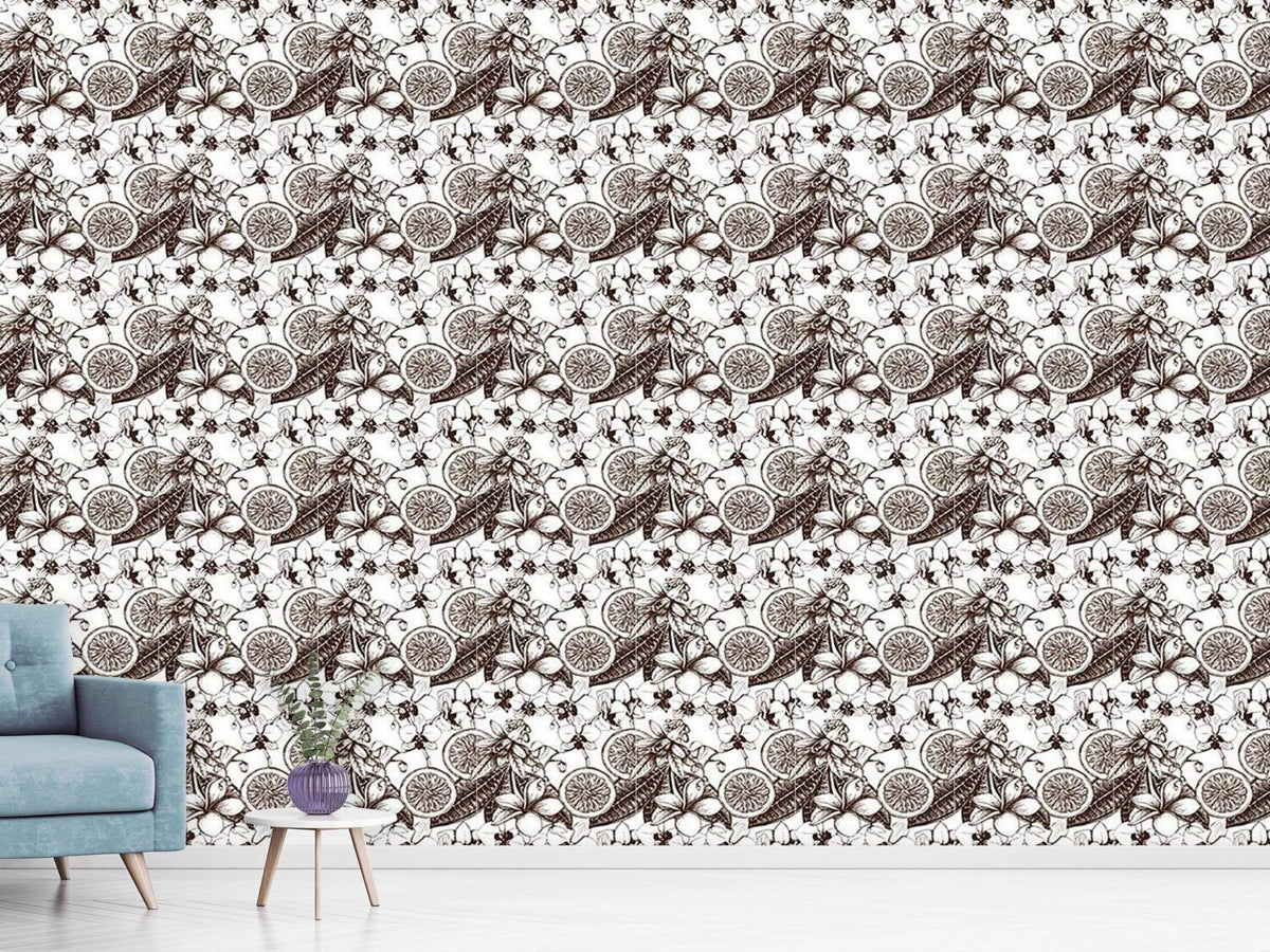 patterned-wallpaper-vintage-exotic-flowers