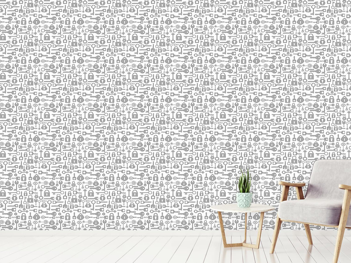 patterned-wallpaper-key-and-lock