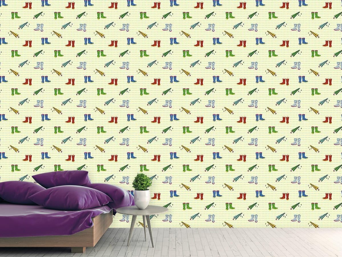 patterned-wallpaper-raining-shoes