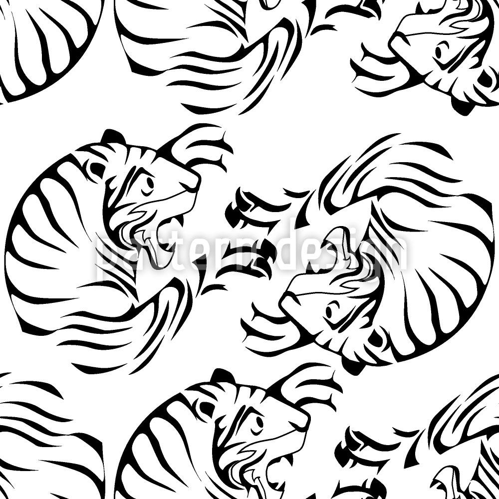 patterned-wallpaper-tiger-black-and-white