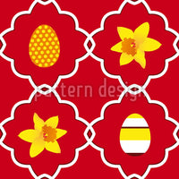 patterned-wallpaper-easter-daffodils-red