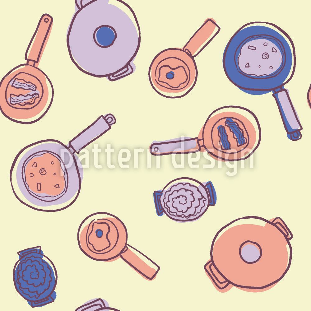 patterned-wallpaper-cooking-pots-and-pans