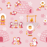 patterned-wallpaper-inuit-and-penguin-snowland