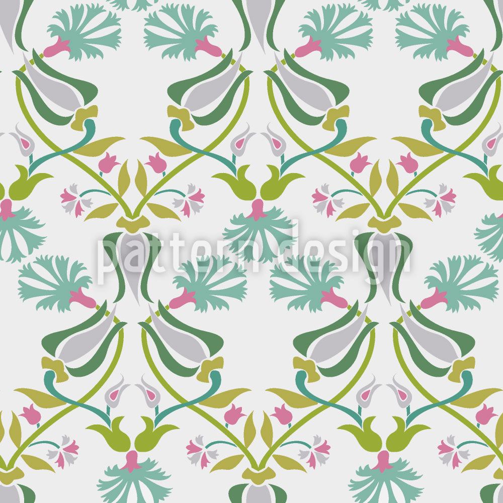 patterned-wallpaper-tulips-and-carnations-entwined