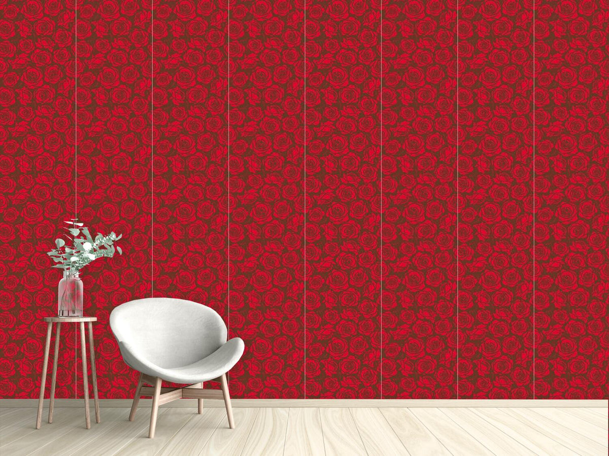 patterned-wallpaper-rose-blossoms-red