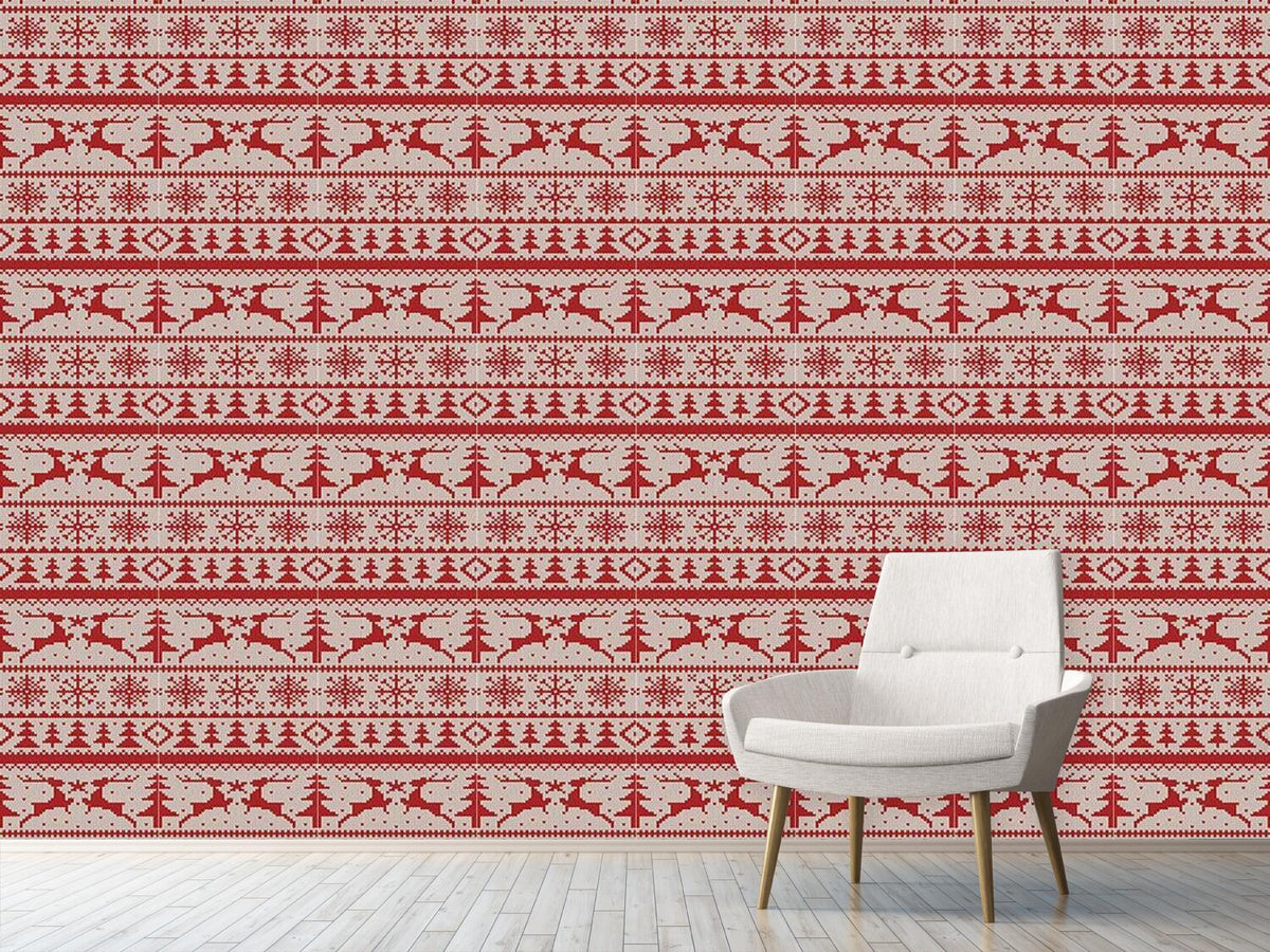 patterned-wallpaper-knitted-deer-crossing-white