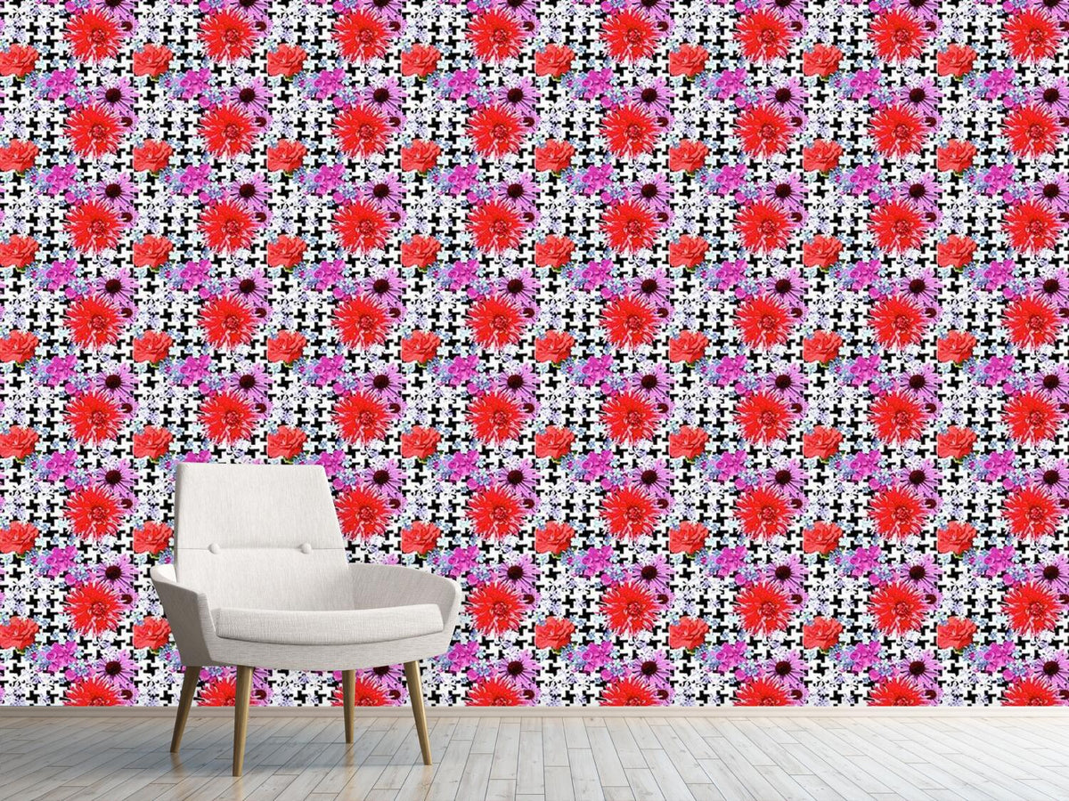 patterned-wallpaper-houndstooth-floral