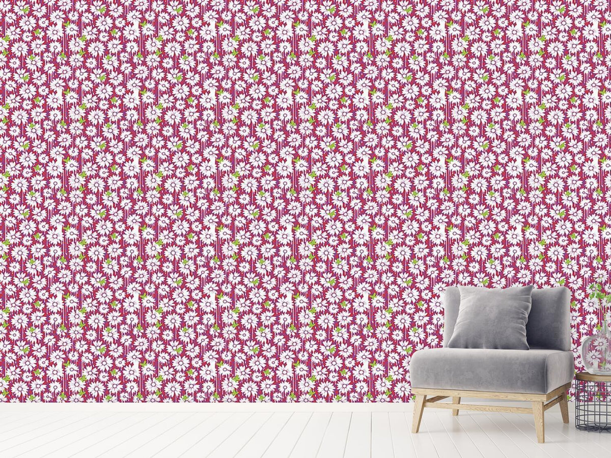 patterned-wallpaper-painted-daisies