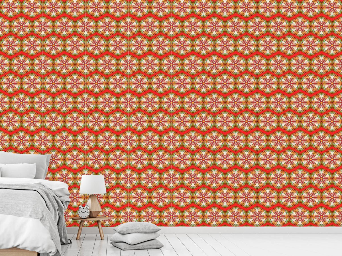 patterned-wallpaper-kaleidoscope-zig-zag-red