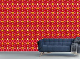 patterned-wallpaper-easter-daffodils-red