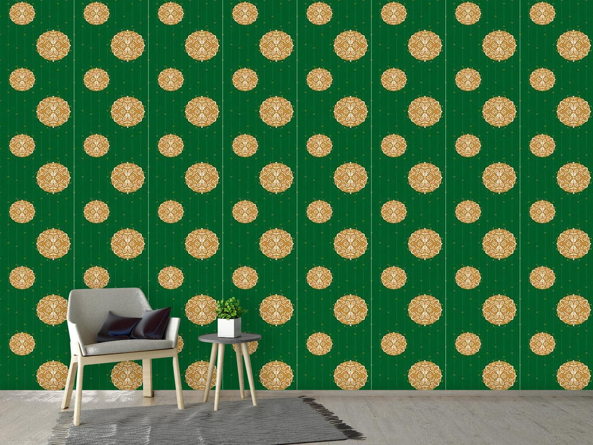 patterned-wallpaper-christmas-ornaments-green