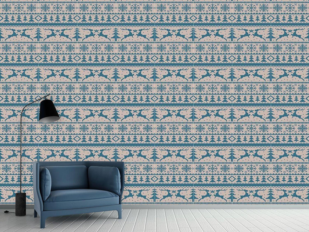 patterned-wallpaper-knitted-deer-crossing-blue