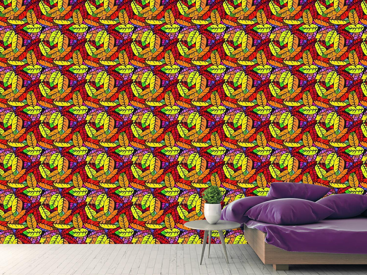 patterned-wallpaper-leaf-expression-in-pop-art