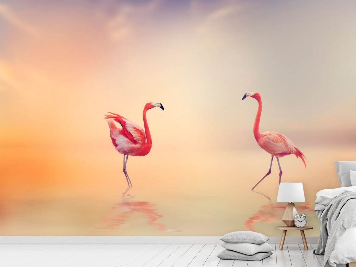 photo-wallpaper-romantic-flamingos