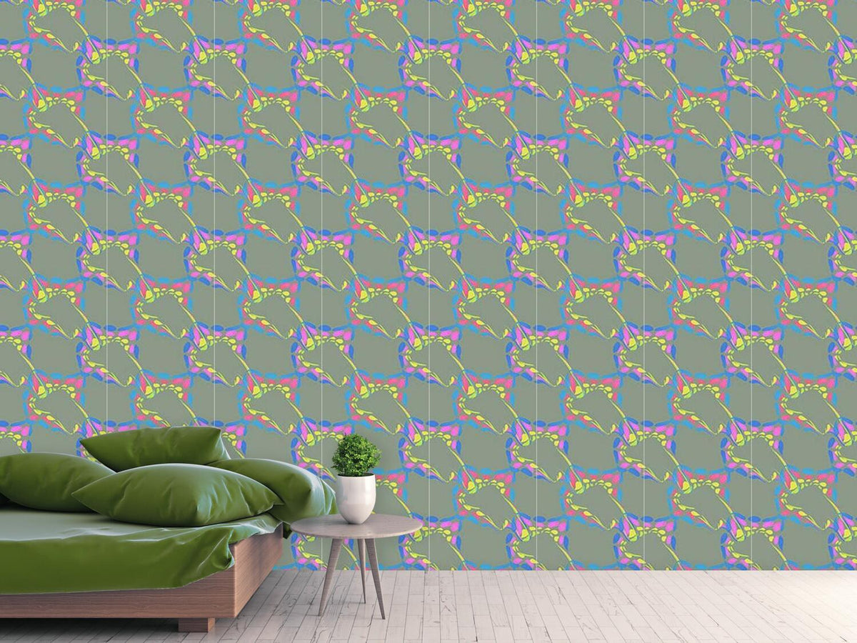 patterned-wallpaper-color-spots-on-olive-green