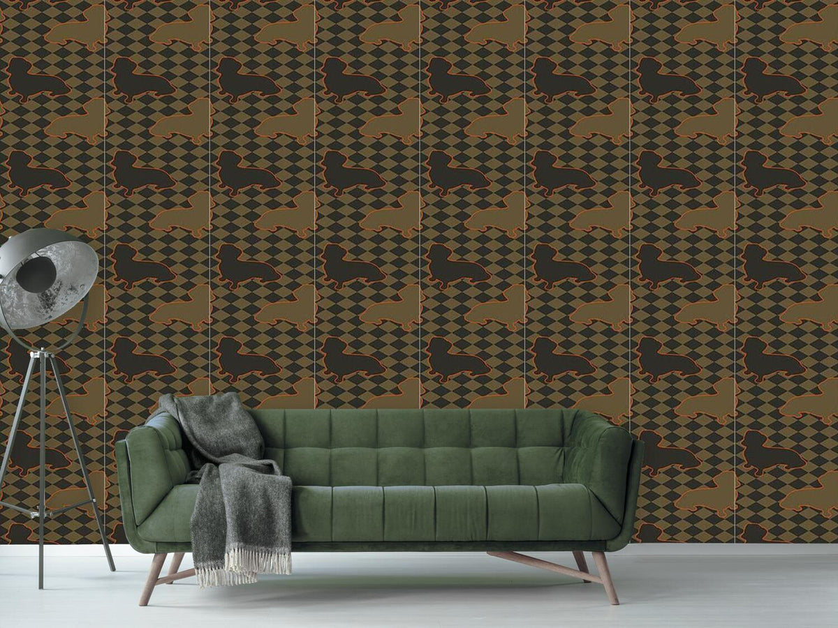 patterned-wallpaper-dachshunds-master-is-check-mate