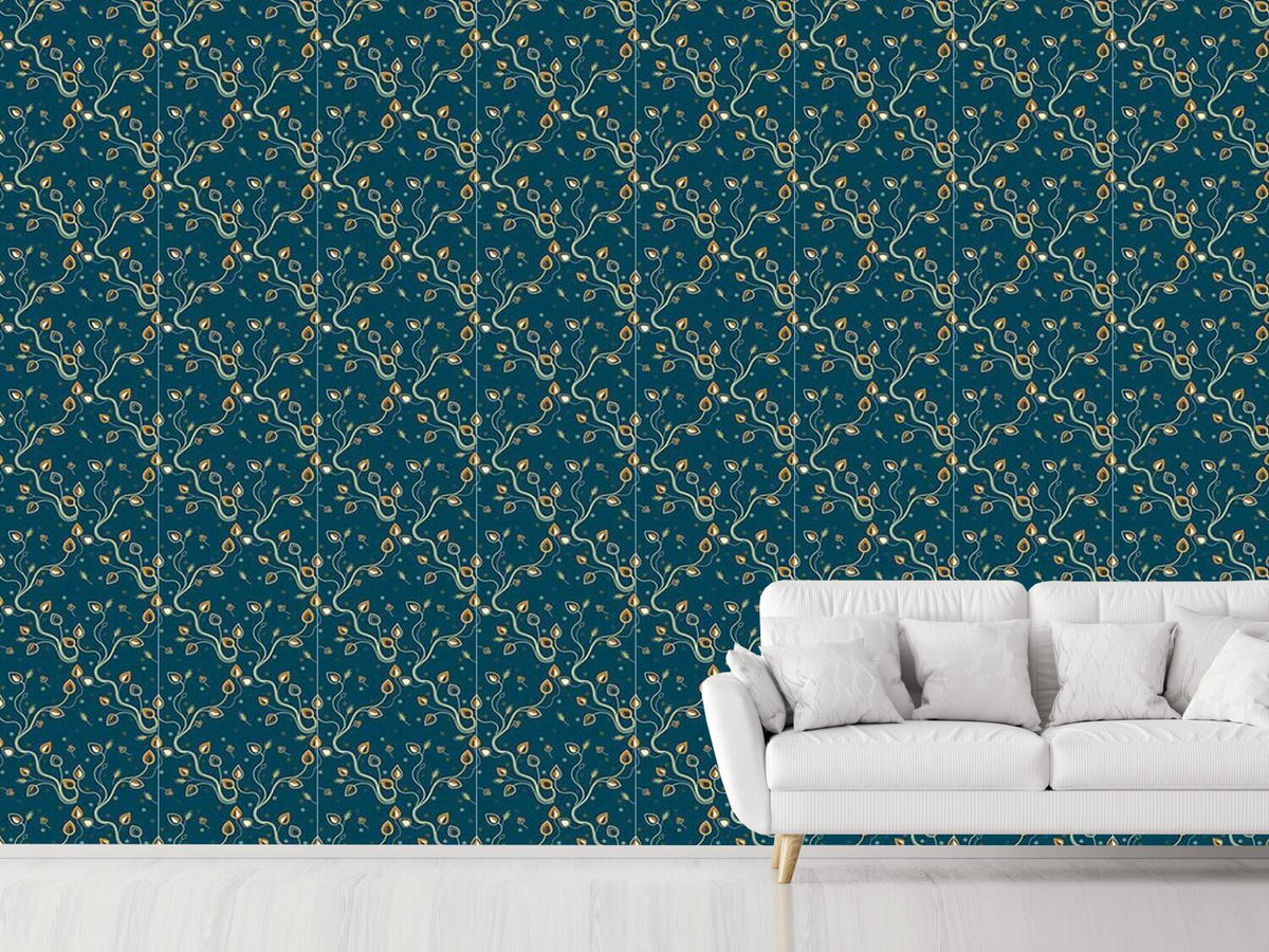 patterned-wallpaper-ethno-branches-teal