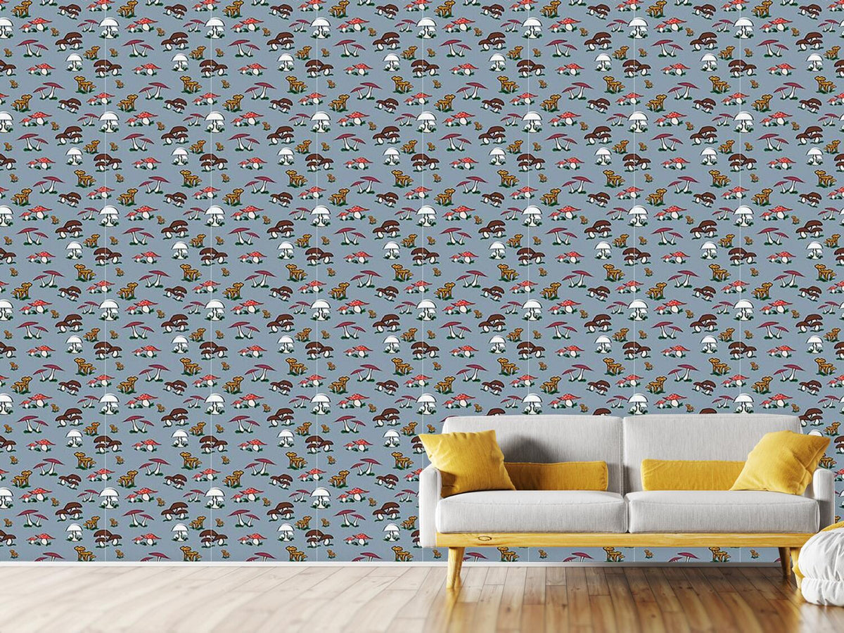 patterned-wallpaper-picking-mushrooms