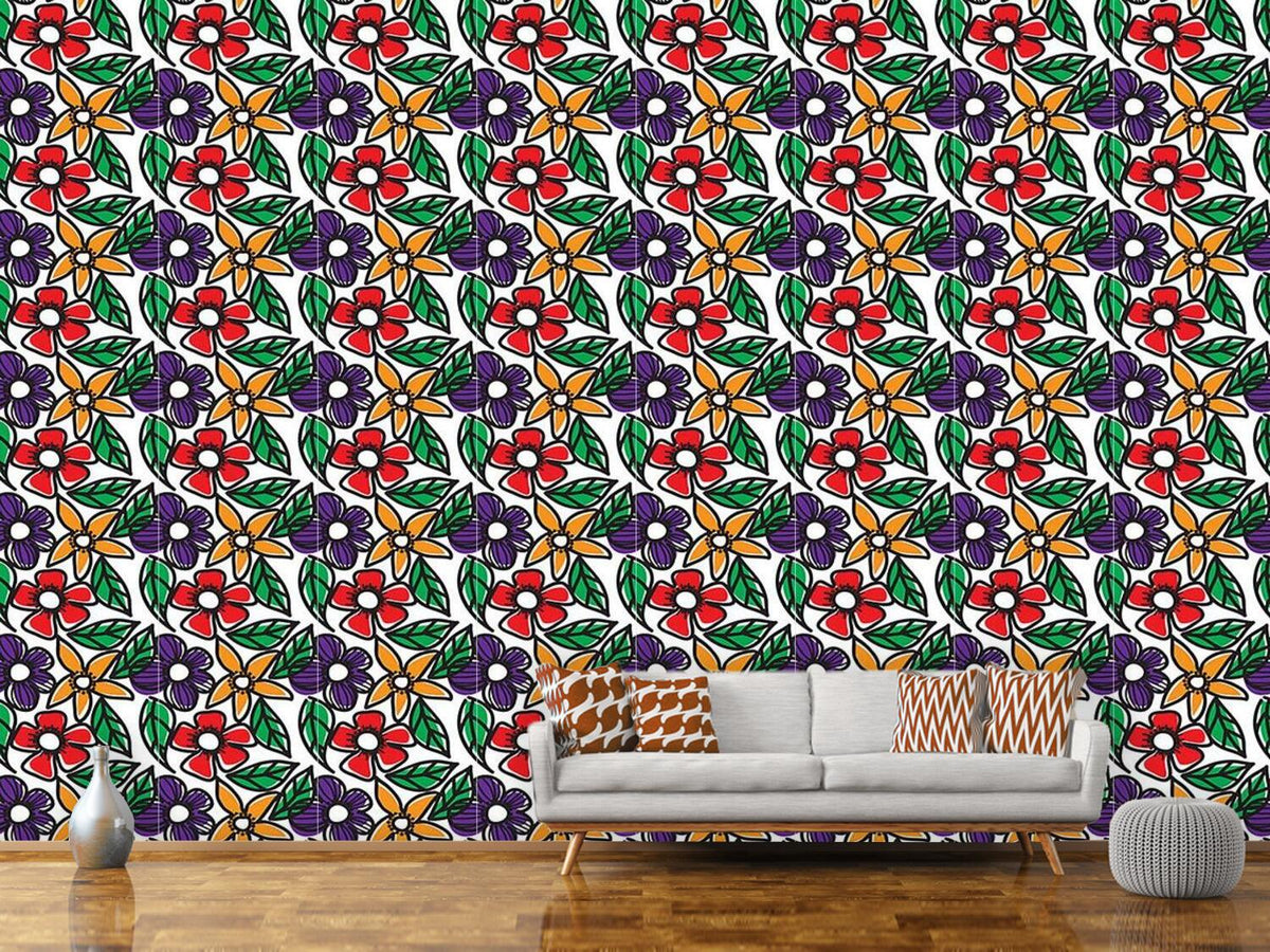 patterned-wallpaper-flower-doodles