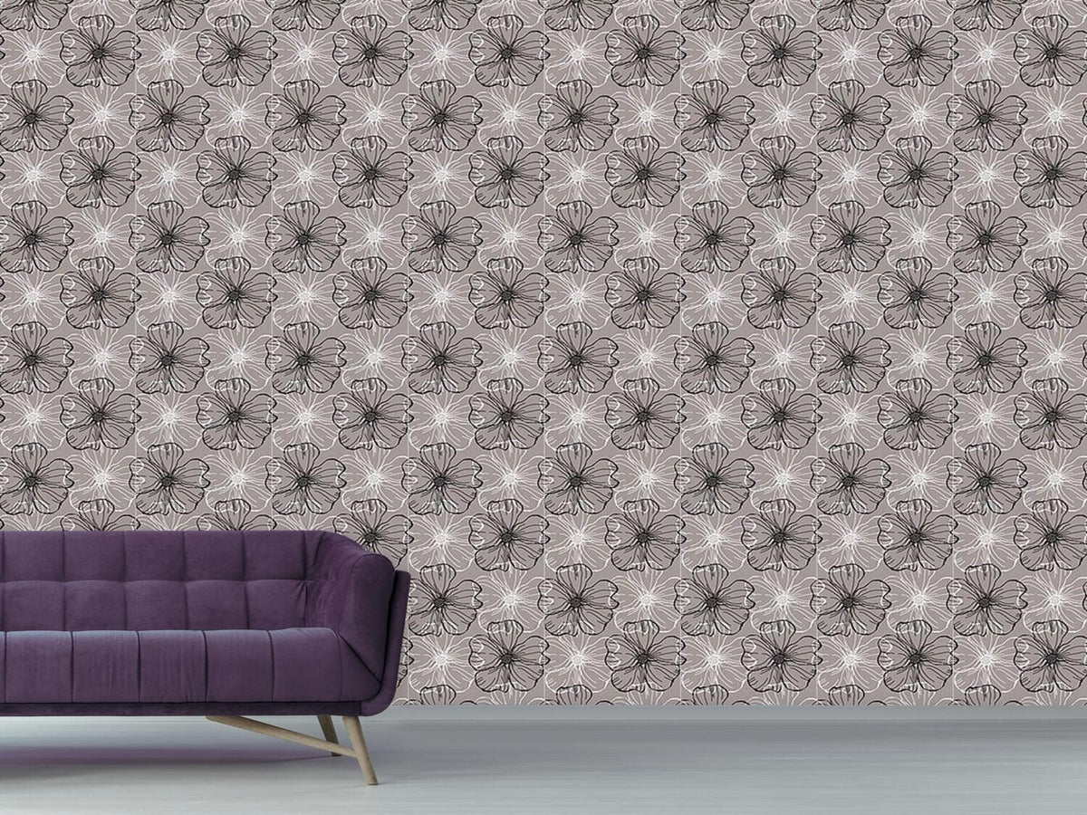 patterned-wallpaper-mallow-flowers