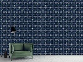 patterned-wallpaper-checkerboard-flowers